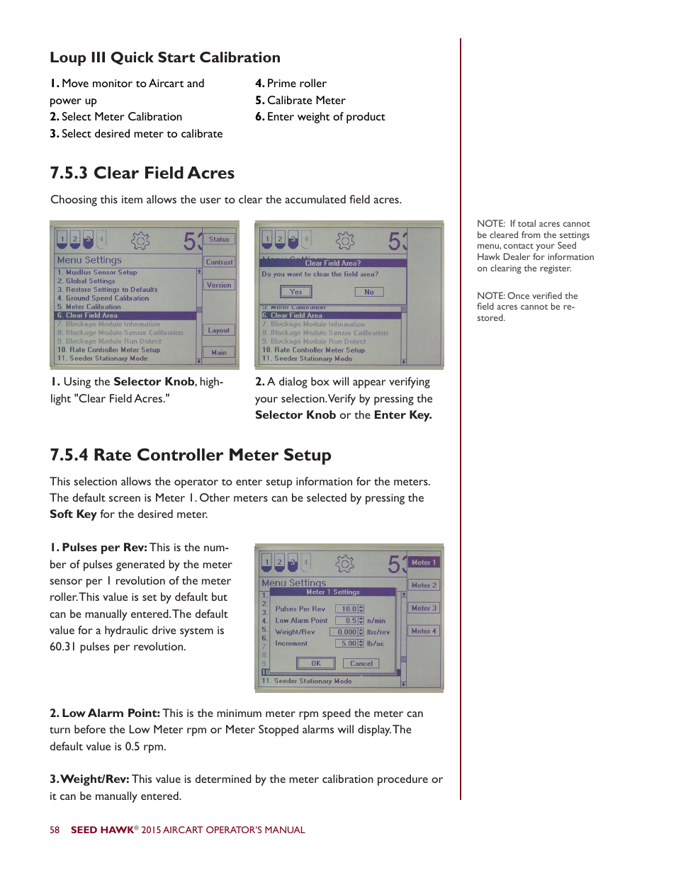 Loup iii quick start calibration | Seed Hawk AIRCART 2015 User Manual | Page 63 / 98