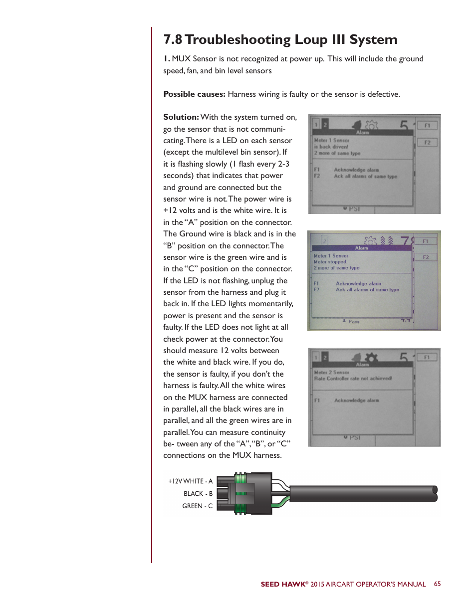 8 troubleshooting loup iii system | Seed Hawk AIRCART 2015 User Manual | Page 70 / 98