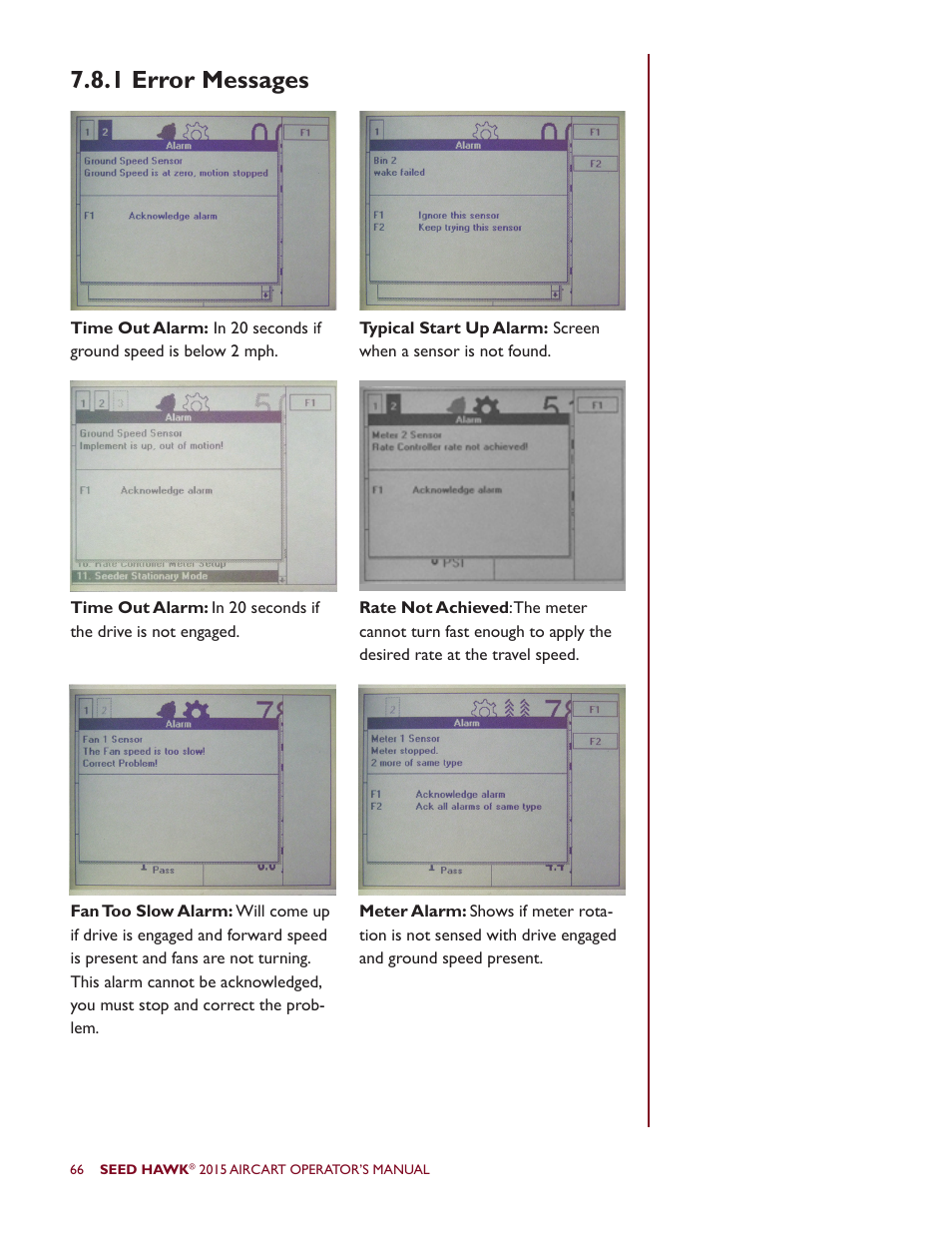 1 error messages | Seed Hawk AIRCART 2015 User Manual | Page 71 / 98