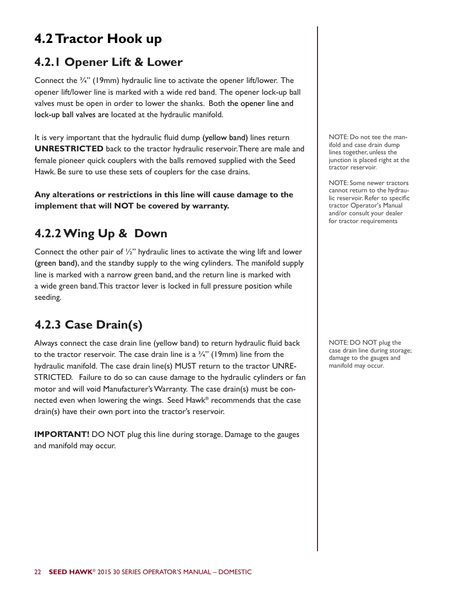 2 tractor hook up | Seed Hawk 30 SERIES 2015 User Manual | Page 27 / 98