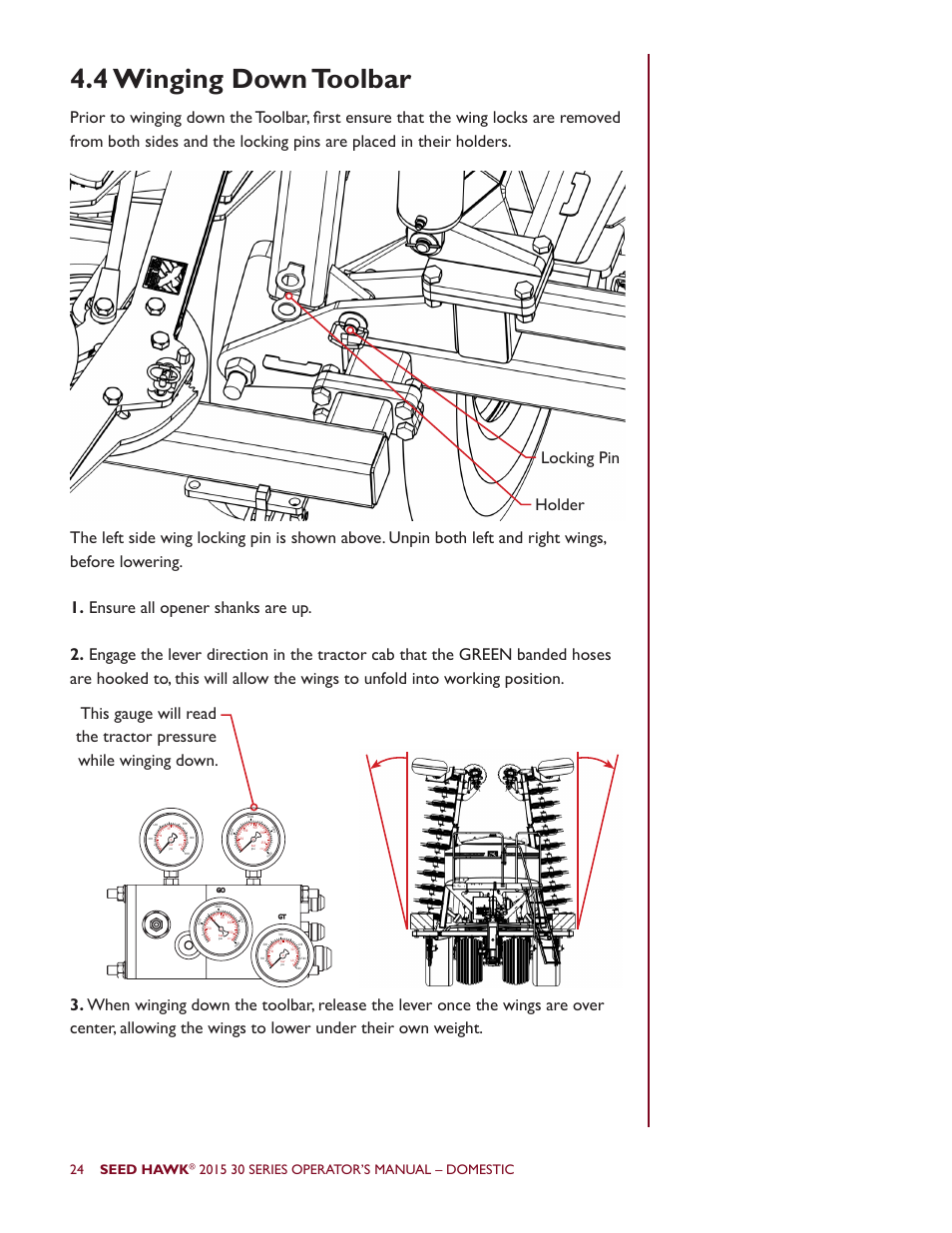 4 winging down toolbar, Seed hawk | Seed Hawk 30 SERIES 2015 User Manual | Page 29 / 98