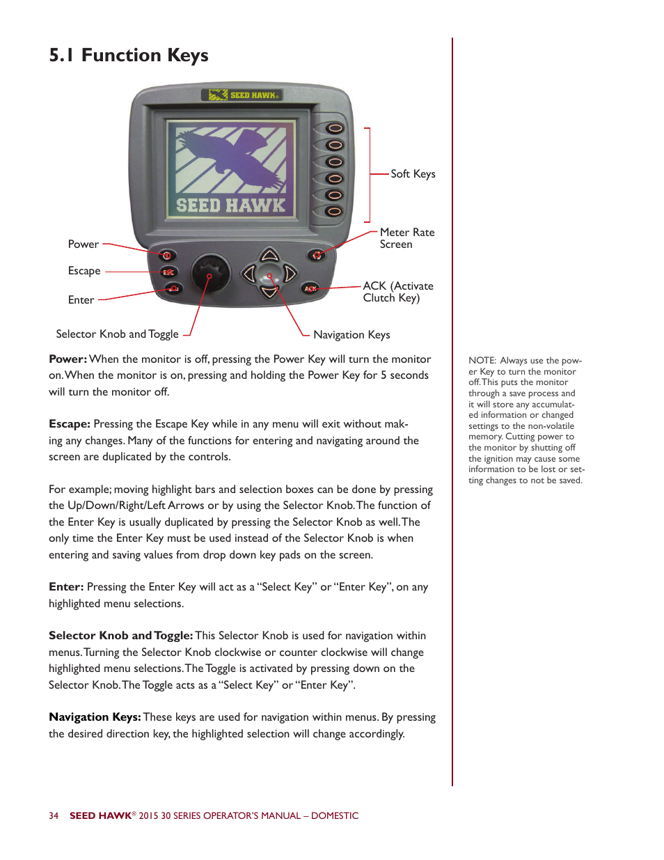1 function keys | Seed Hawk 30 SERIES 2015 User Manual | Page 39 / 98
