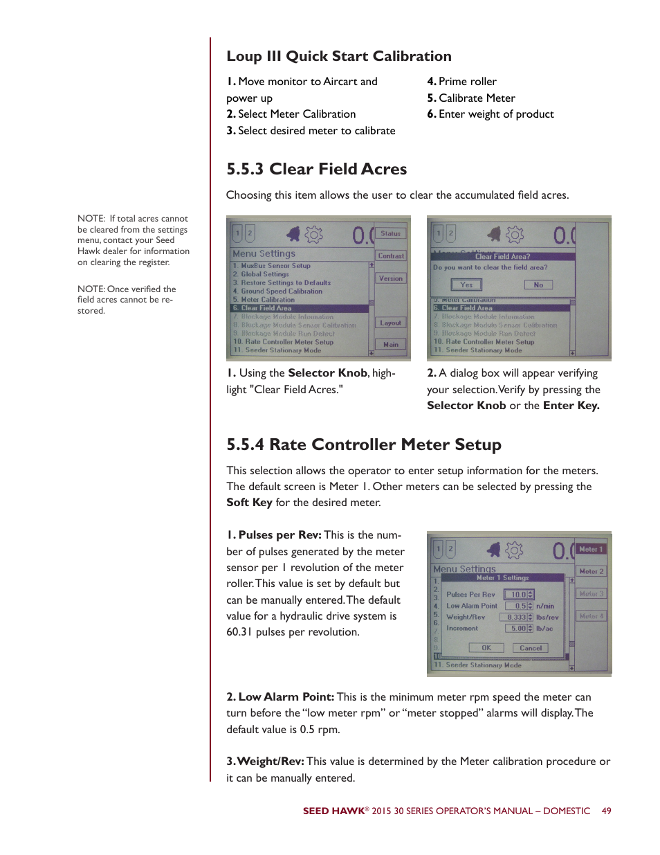 Loup iii quick start calibration | Seed Hawk 30 SERIES 2015 User Manual | Page 54 / 98