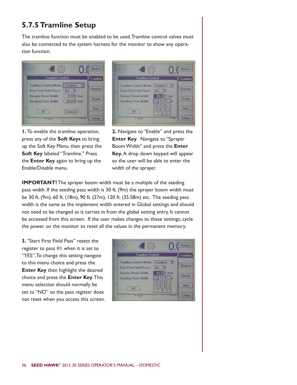 5 tramline setup | Seed Hawk 30 SERIES 2015 User Manual | Page 61 / 98