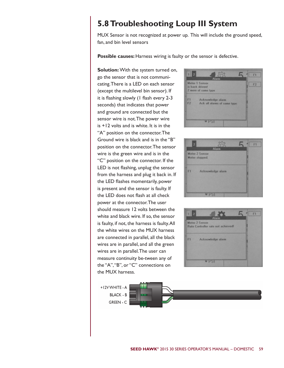 8 troubleshooting loup iii system | Seed Hawk 30 SERIES 2015 User Manual | Page 64 / 98