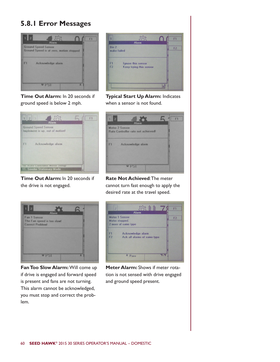 1 error messages | Seed Hawk 30 SERIES 2015 User Manual | Page 65 / 98