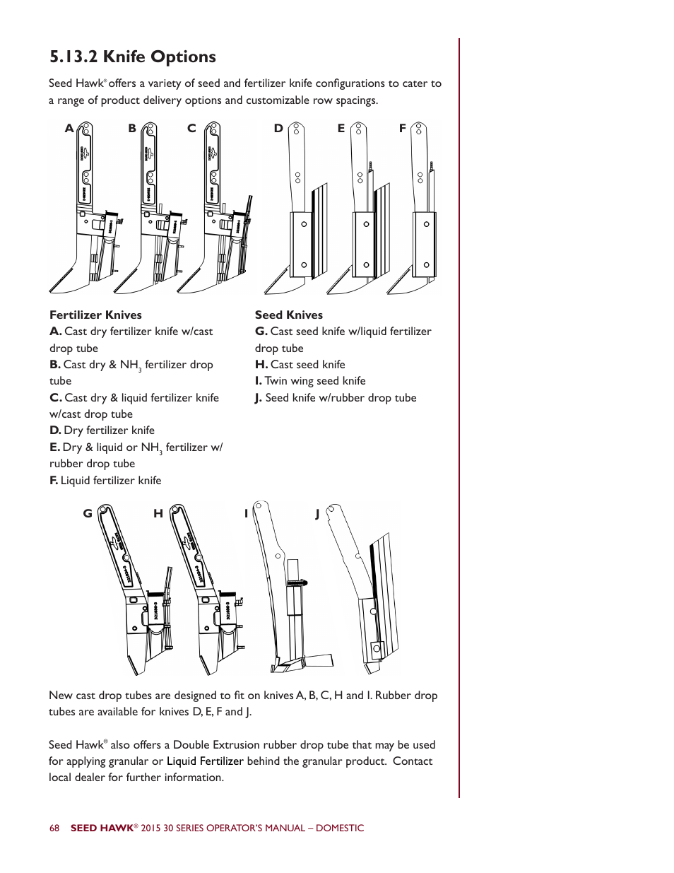 2 knife options | Seed Hawk 30 SERIES 2015 User Manual | Page 73 / 98