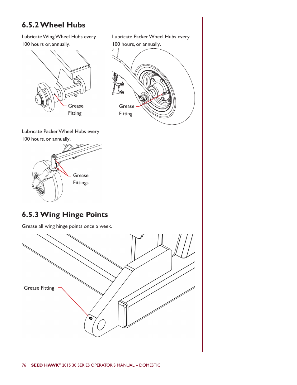 2 wheel hubs 6.5.3 wing hinge points | Seed Hawk 30 SERIES 2015 User Manual | Page 81 / 98