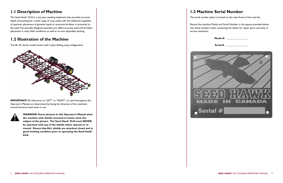 3 machine serial number | Seed Hawk TOOLBAR 2014 User Manual | Page 5 / 57