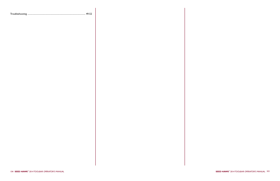 Troubleshooting -52 | Seed Hawk TOOLBAR 2014 User Manual | Page 56 / 57