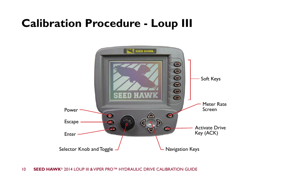 Calibration procedure - loup iii | Seed Hawk LOUP III & VIPER PRO 2014 - Hydraulic Drive Calibration Guide User Manual | Page 16 / 72