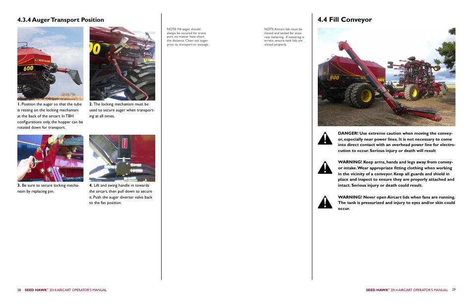4 fill conveyor, 4 auger transport position | Seed Hawk AIRCART 2014 User Manual | Page 18 / 51