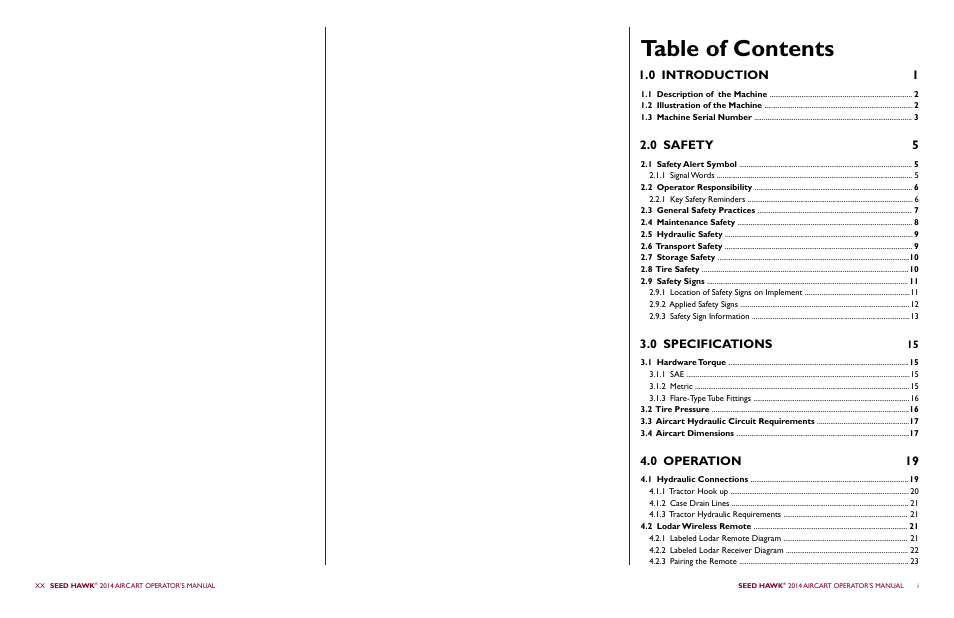 Seed Hawk AIRCART 2014 User Manual | Page 2 / 51