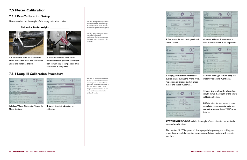 5 meter calibration, 1 pre-calibration setup, 2 loup iii calibration procedure | Seed Hawk AIRCART 2014 User Manual | Page 32 / 51