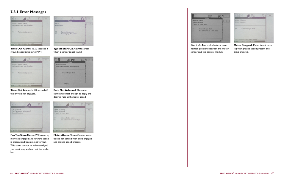 1 error messages | Seed Hawk AIRCART 2014 User Manual | Page 37 / 51