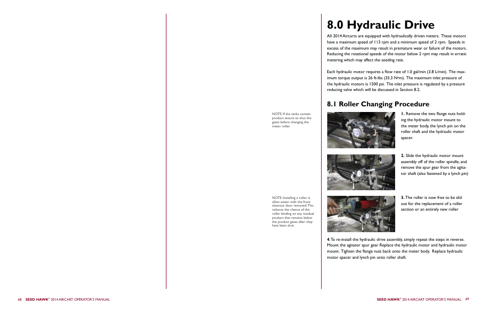 0 hydraulic drive, 1 roller changing procedure | Seed Hawk AIRCART 2014 User Manual | Page 38 / 51