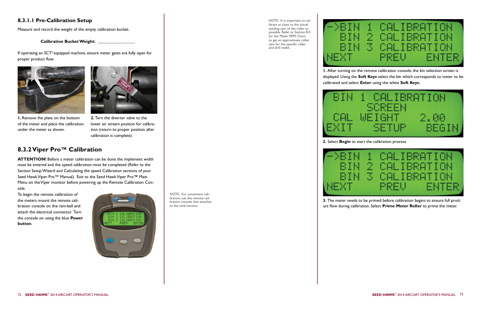 2 viper pro™ calibration, 1 pre-calibration setup | Seed Hawk AIRCART 2014 User Manual | Page 40 / 51