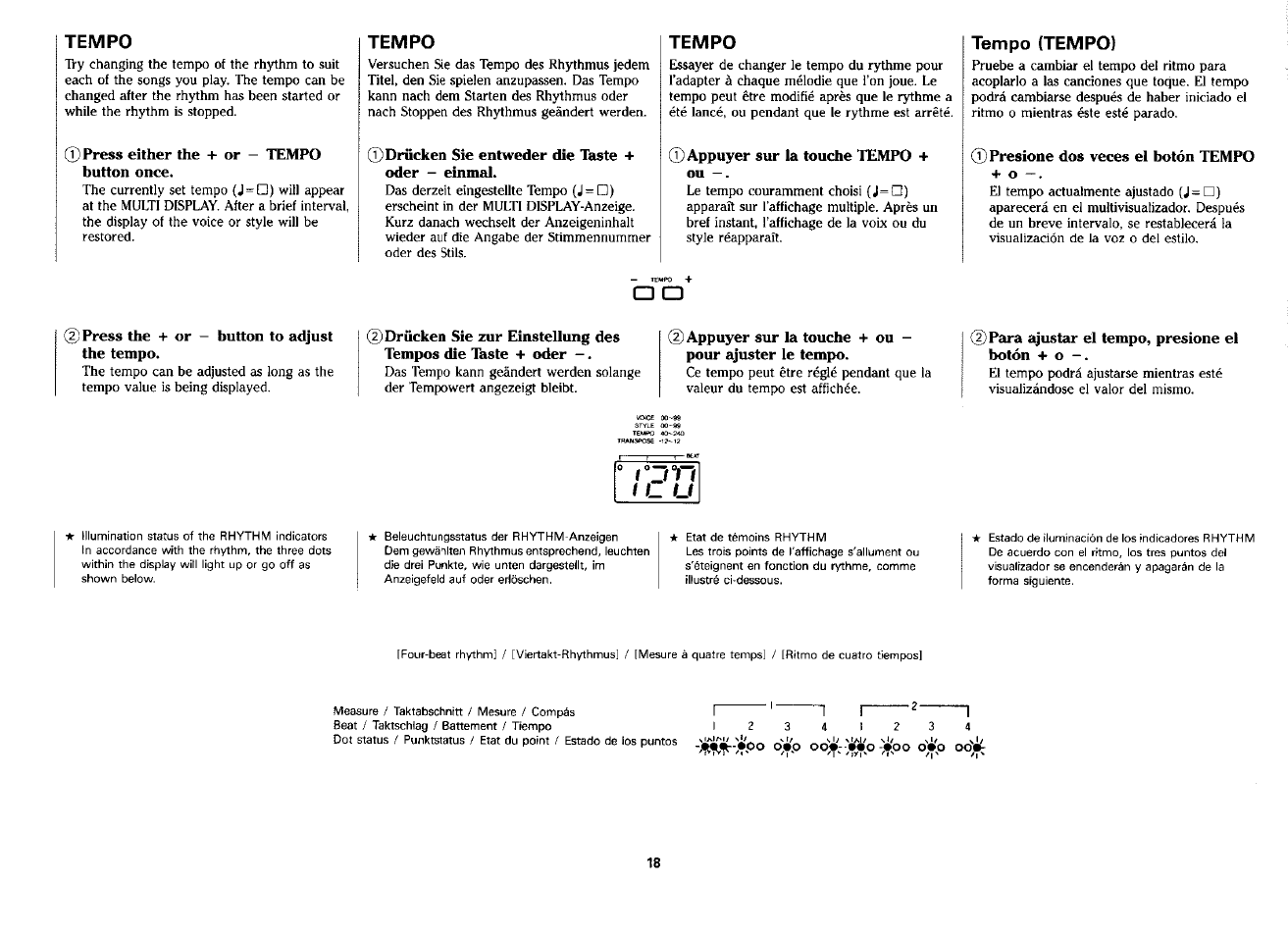 Tempo, Tempo (tempo), R j n | Yamaha PSS-380 User Manual | Page 19 / 47