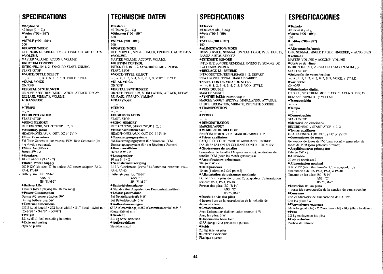 Yamaha PSS-380 User Manual | Page 45 / 47