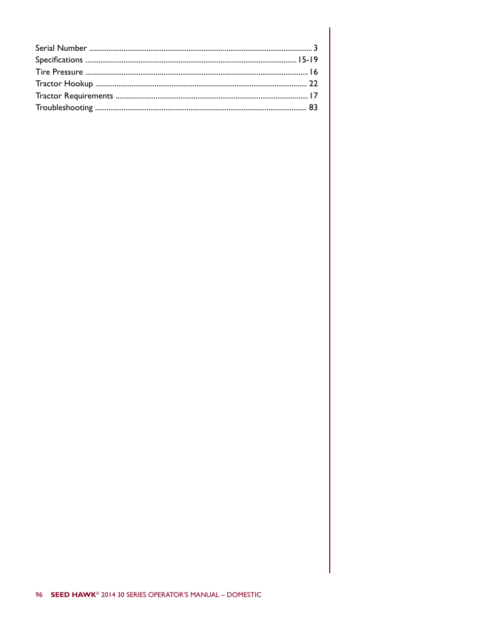 Seed Hawk 30 SERIES 2014 User Manual | Page 102 / 104