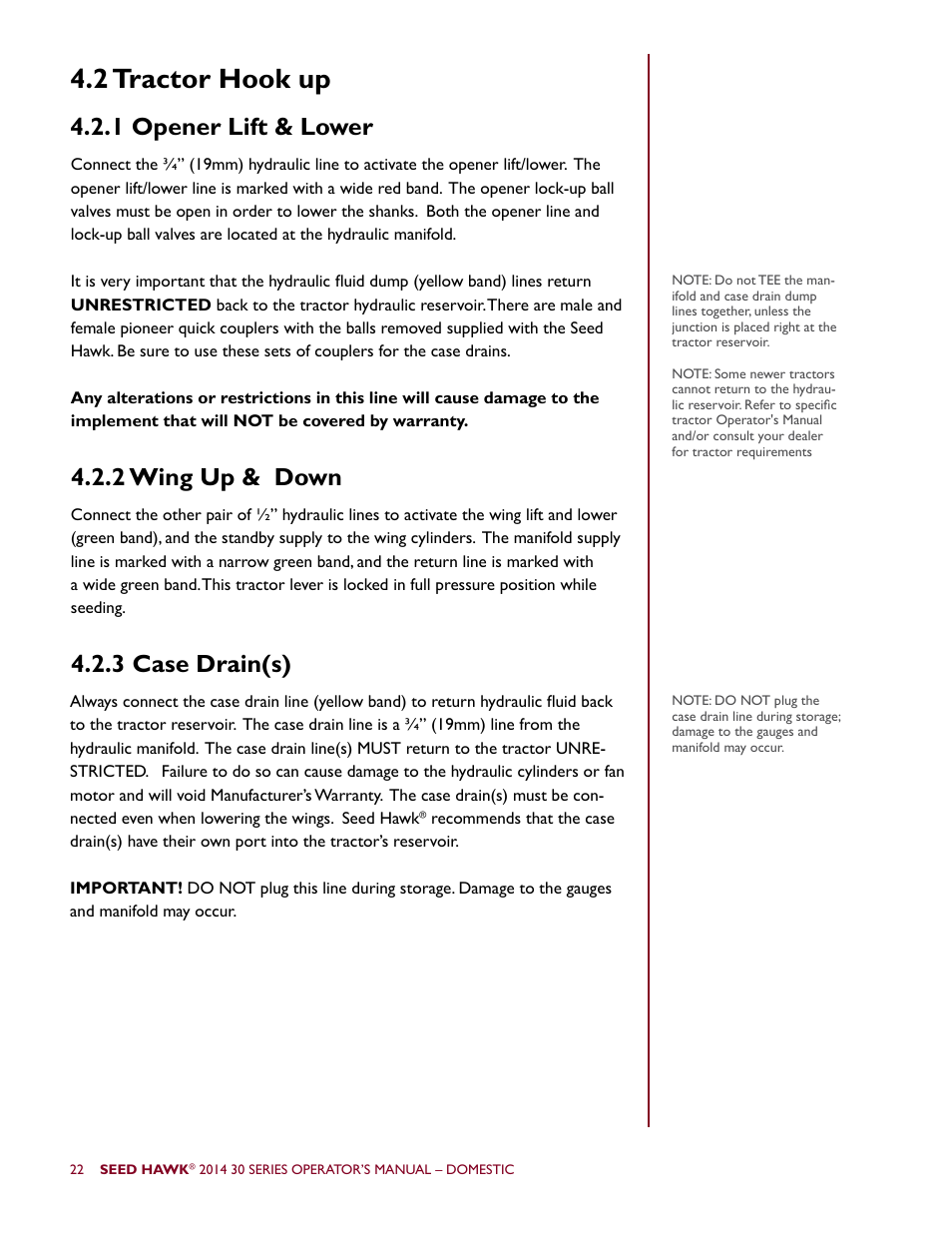 2 tractor hook up | Seed Hawk 30 SERIES 2014 User Manual | Page 28 / 104