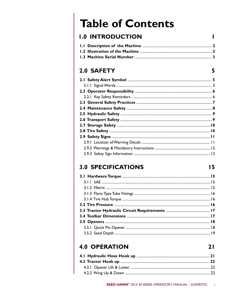 Seed Hawk 30 SERIES 2014 User Manual | Page 3 / 104