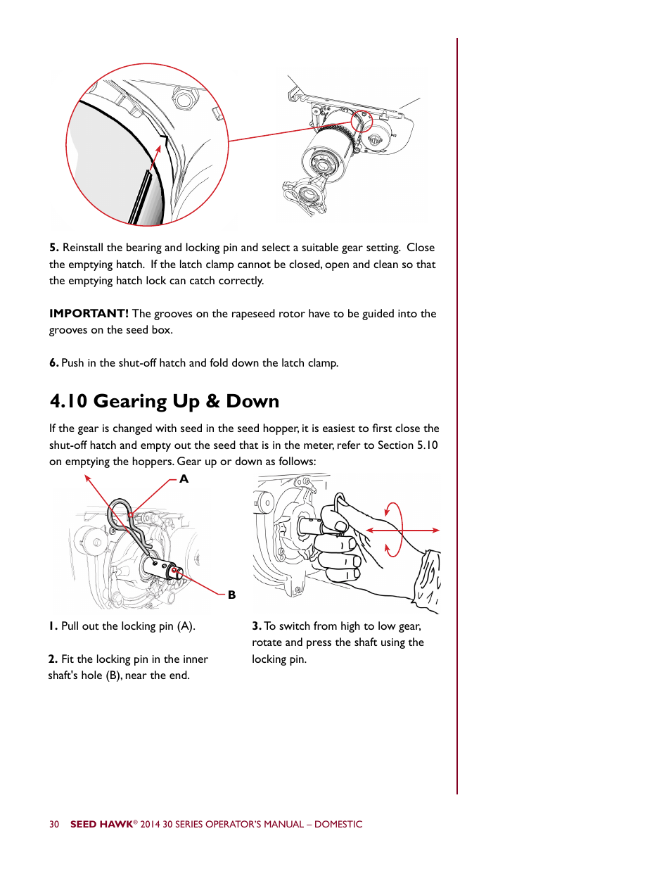 10 gearing up & down | Seed Hawk 30 SERIES 2014 User Manual | Page 36 / 104