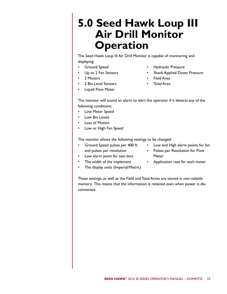 0 seed hawk loup iii air drill monitor operation | Seed Hawk 30 SERIES 2014 User Manual | Page 39 / 104