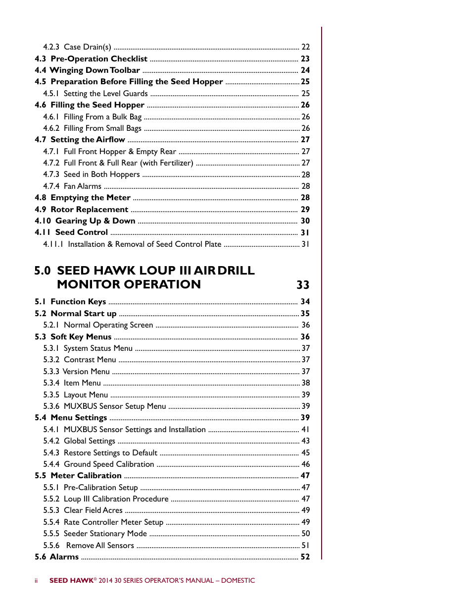 0 seed hawk loup iii air drill monitor operation | Seed Hawk 30 SERIES 2014 User Manual | Page 4 / 104