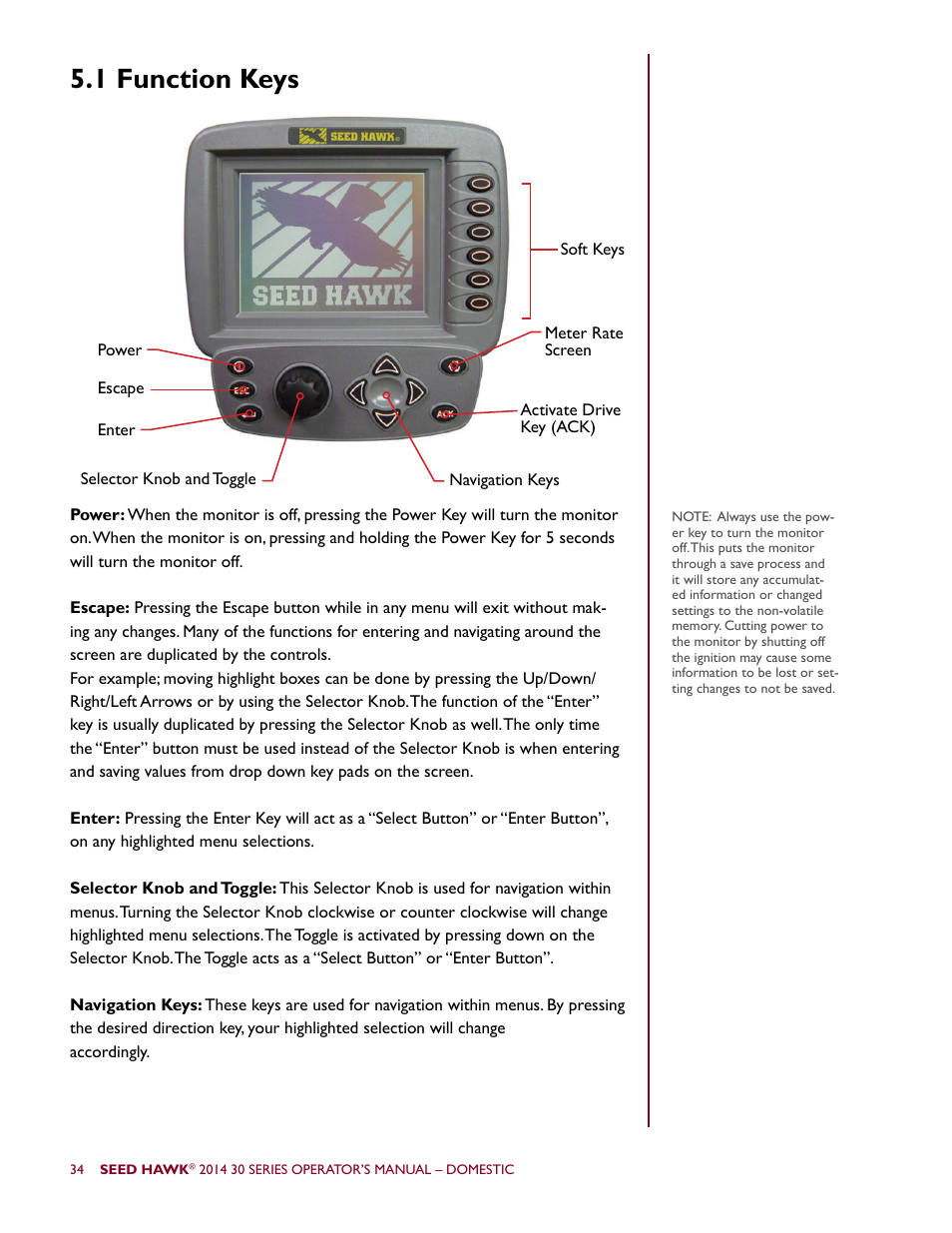 1 function keys | Seed Hawk 30 SERIES 2014 User Manual | Page 40 / 104