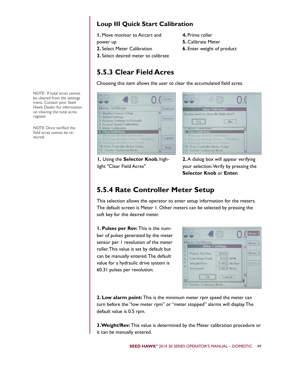 Loup iii quick start calibration | Seed Hawk 30 SERIES 2014 User Manual | Page 55 / 104