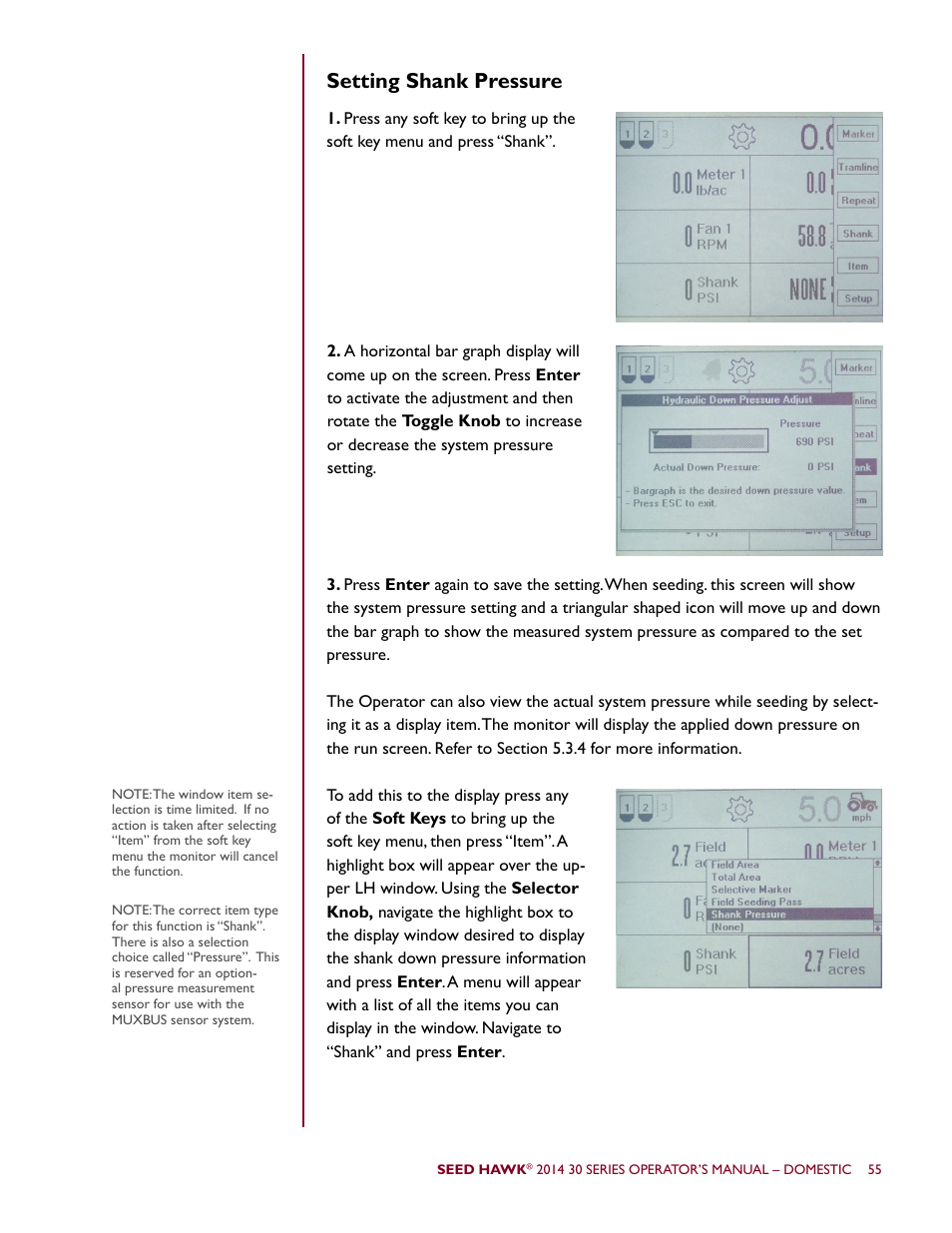 Setting shank pressure | Seed Hawk 30 SERIES 2014 User Manual | Page 61 / 104