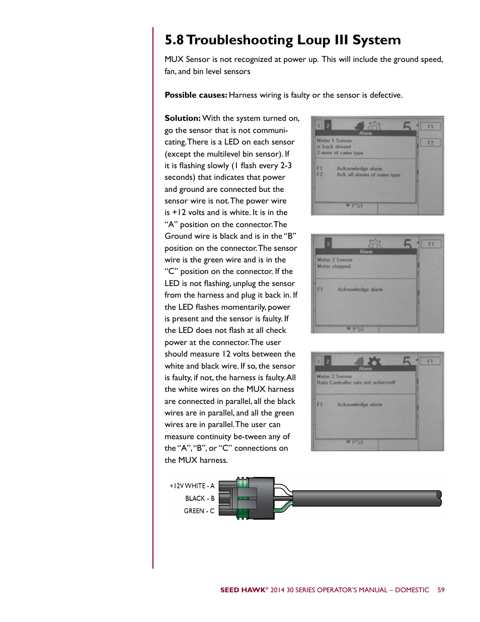 8 troubleshooting loup iii system | Seed Hawk 30 SERIES 2014 User Manual | Page 65 / 104