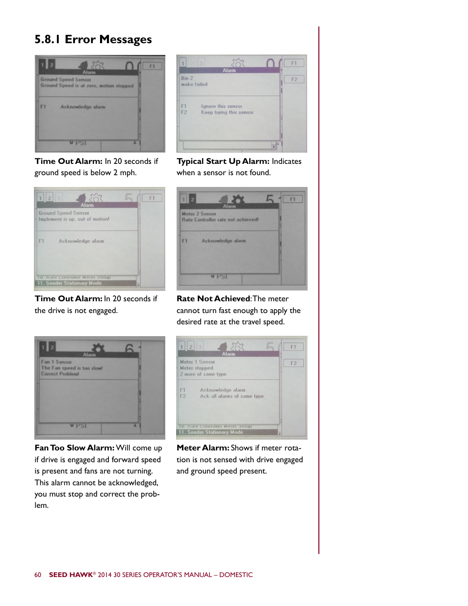 1 error messages | Seed Hawk 30 SERIES 2014 User Manual | Page 66 / 104