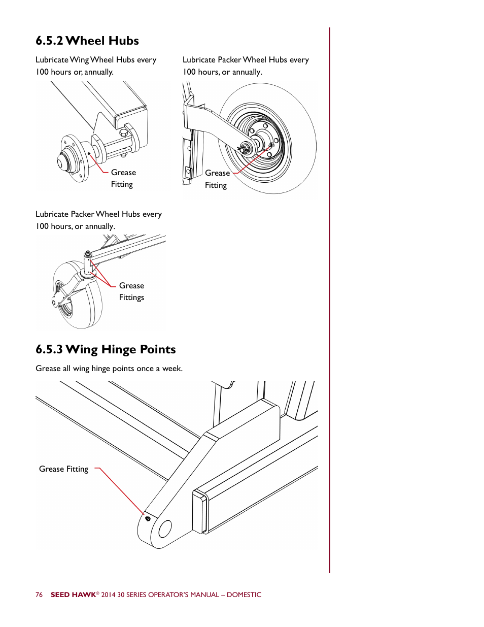 2 wheel hubs 6.5.3 wing hinge points | Seed Hawk 30 SERIES 2014 User Manual | Page 82 / 104