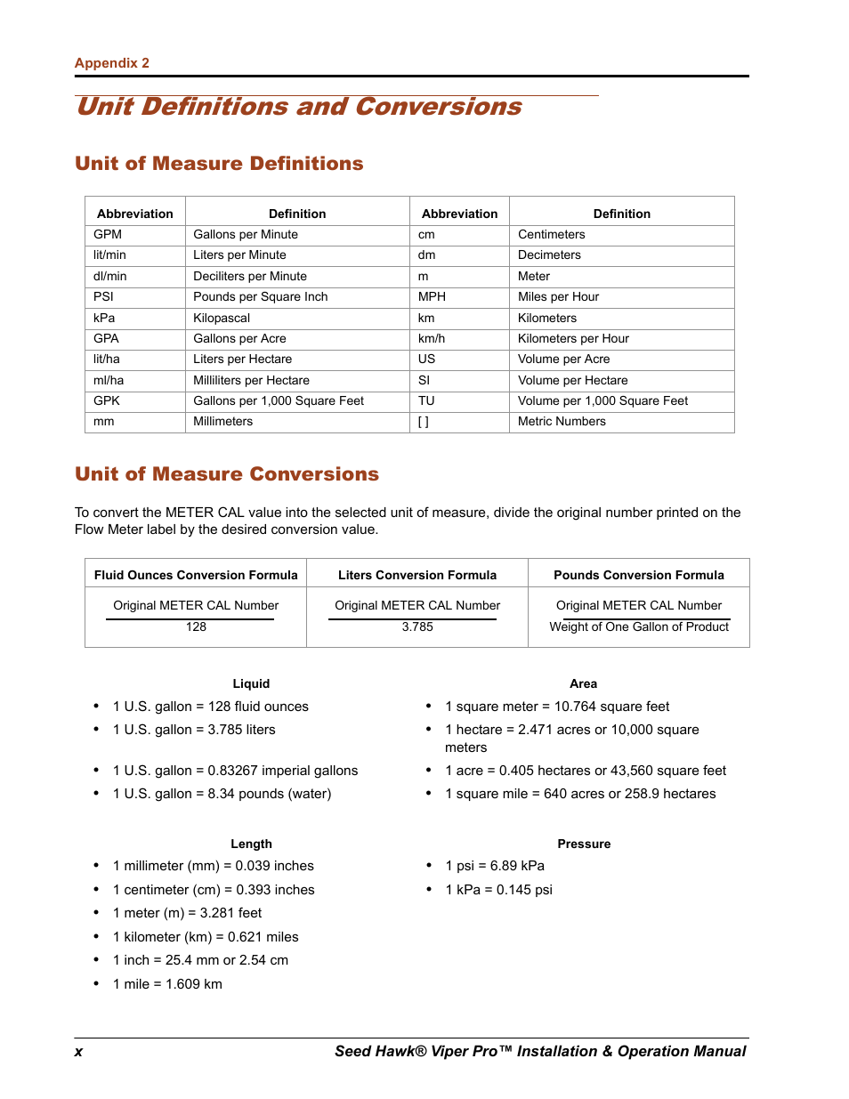 Unit definitions and conversions | Seed Hawk Raven 2012 User Manual | Page 12 / 286