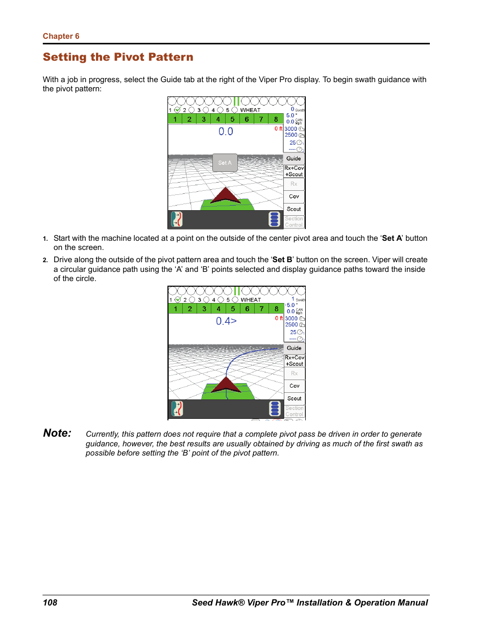 Setting the pivot pattern | Seed Hawk Raven 2012 User Manual | Page 120 / 286