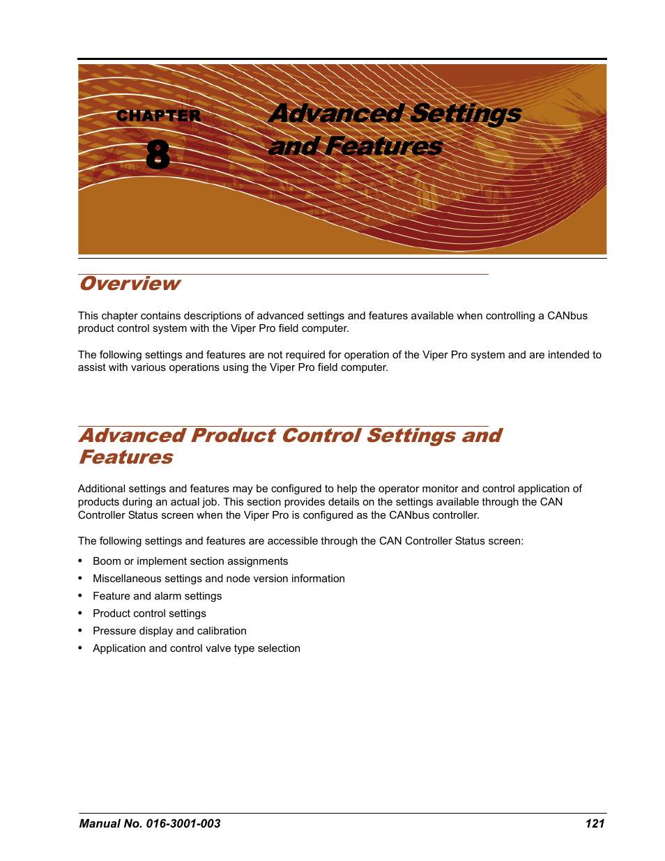 Advanced settings and features, Overview, Advanced product control settings and features | Seed Hawk Raven 2012 User Manual | Page 133 / 286