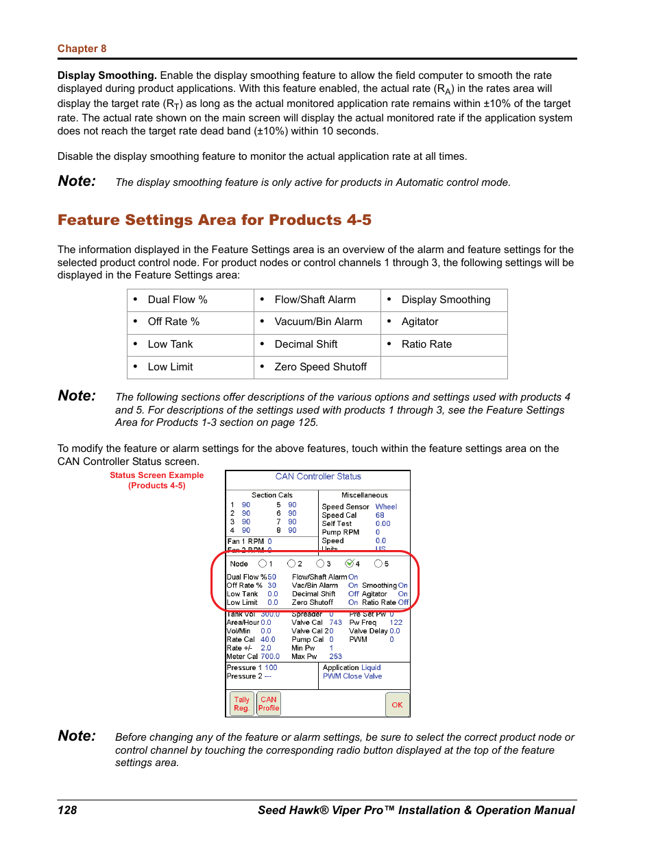 Feature settings area for products 4-5 | Seed Hawk Raven 2012 User Manual | Page 140 / 286