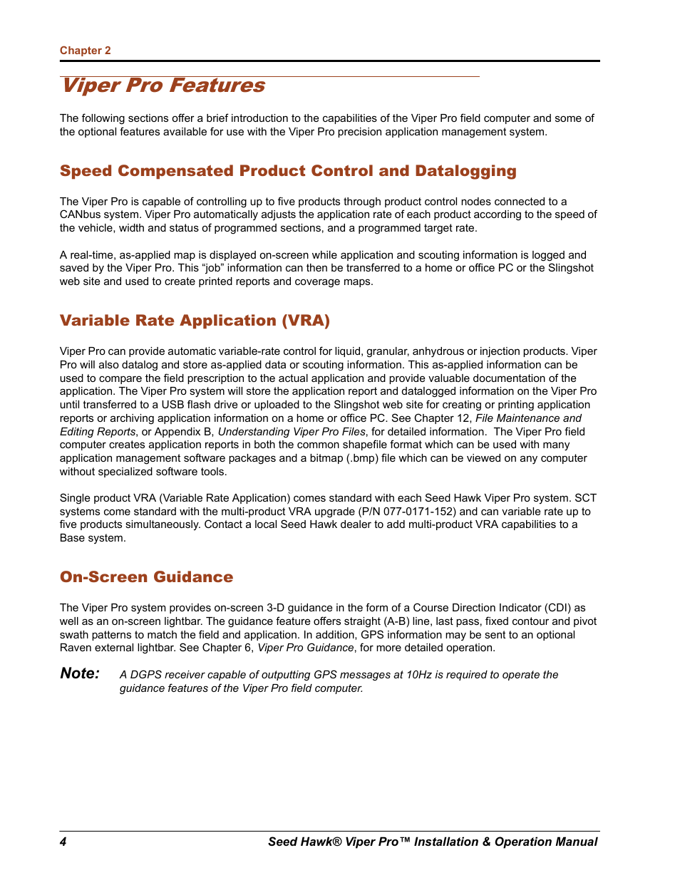 Viper pro features | Seed Hawk Raven 2012 User Manual | Page 16 / 286