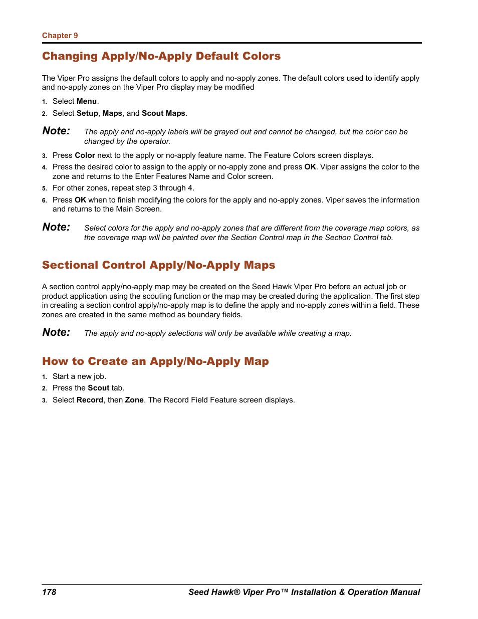 Changing apply/no-apply default colors, How to create an apply/no-apply map | Seed Hawk Raven 2012 User Manual | Page 190 / 286