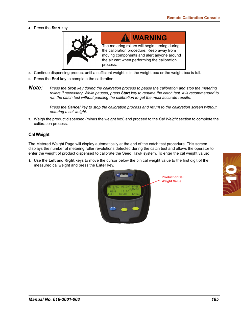 Warning | Seed Hawk Raven 2012 User Manual | Page 197 / 286