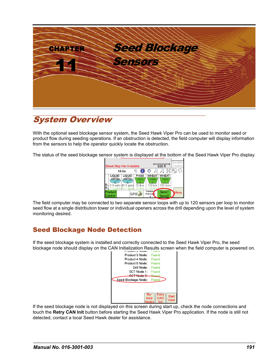 Seed blockage sensors, System overview | Seed Hawk Raven 2012 User Manual | Page 203 / 286