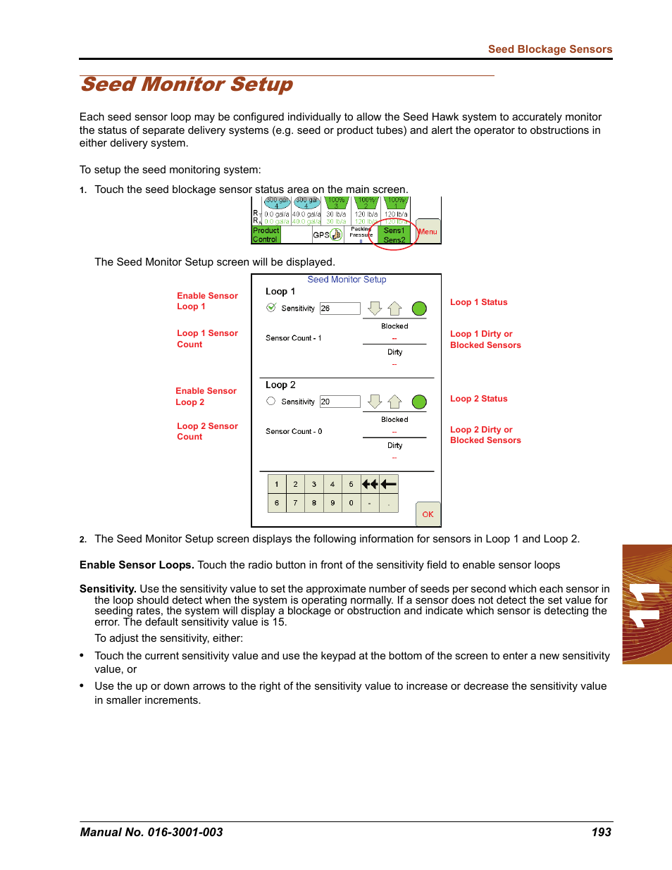 Seed monitor setup | Seed Hawk Raven 2012 User Manual | Page 205 / 286