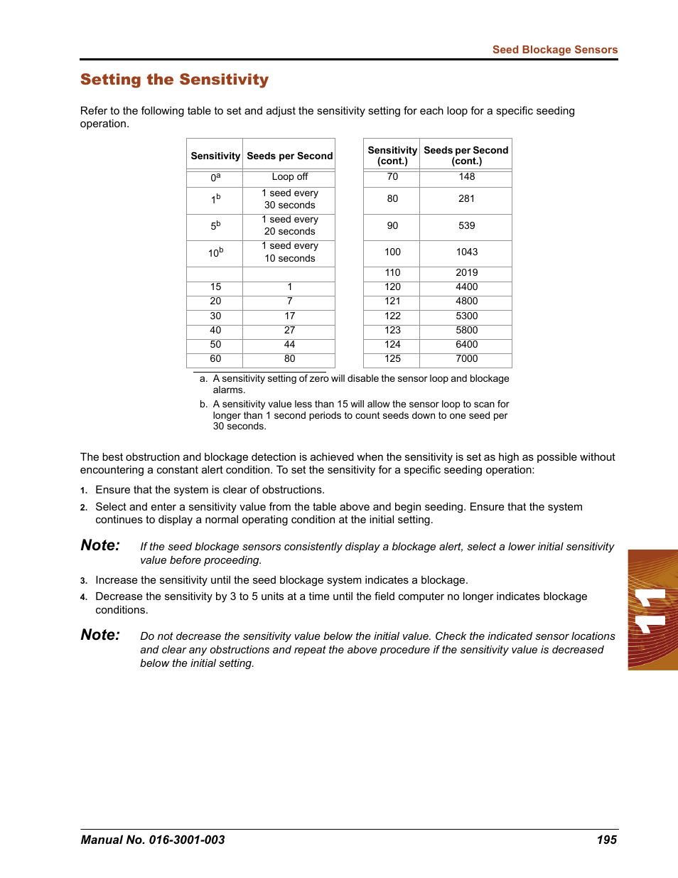 Setting the sensitivity | Seed Hawk Raven 2012 User Manual | Page 207 / 286