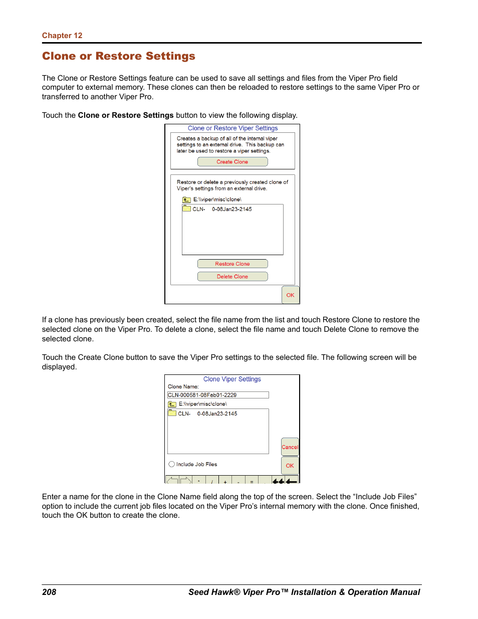 Clone or restore settings | Seed Hawk Raven 2012 User Manual | Page 220 / 286