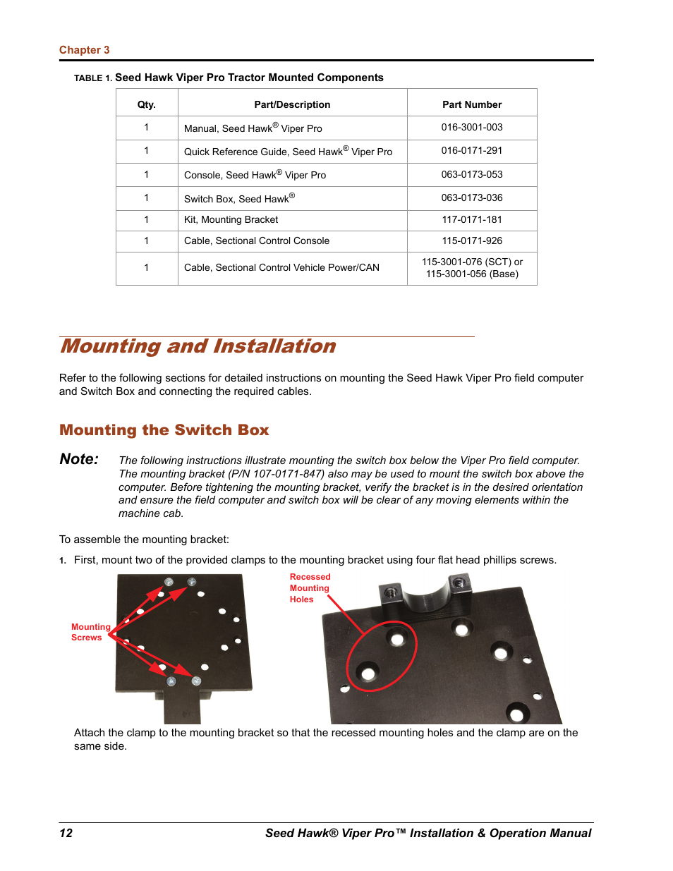 Mounting and installation | Seed Hawk Raven 2012 User Manual | Page 24 / 286