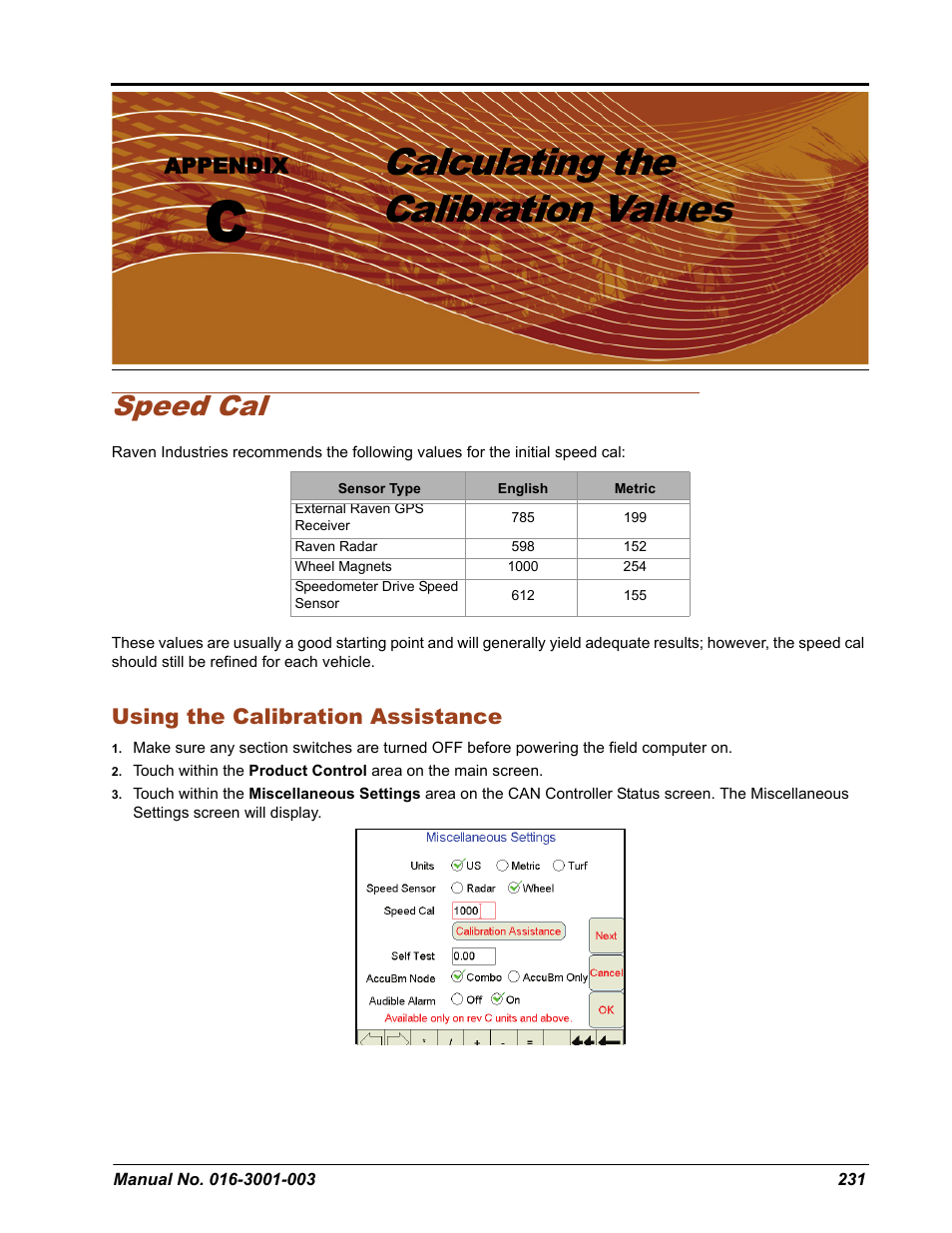 Calculating the calibration values, Speed cal | Seed Hawk Raven 2012 User Manual | Page 243 / 286