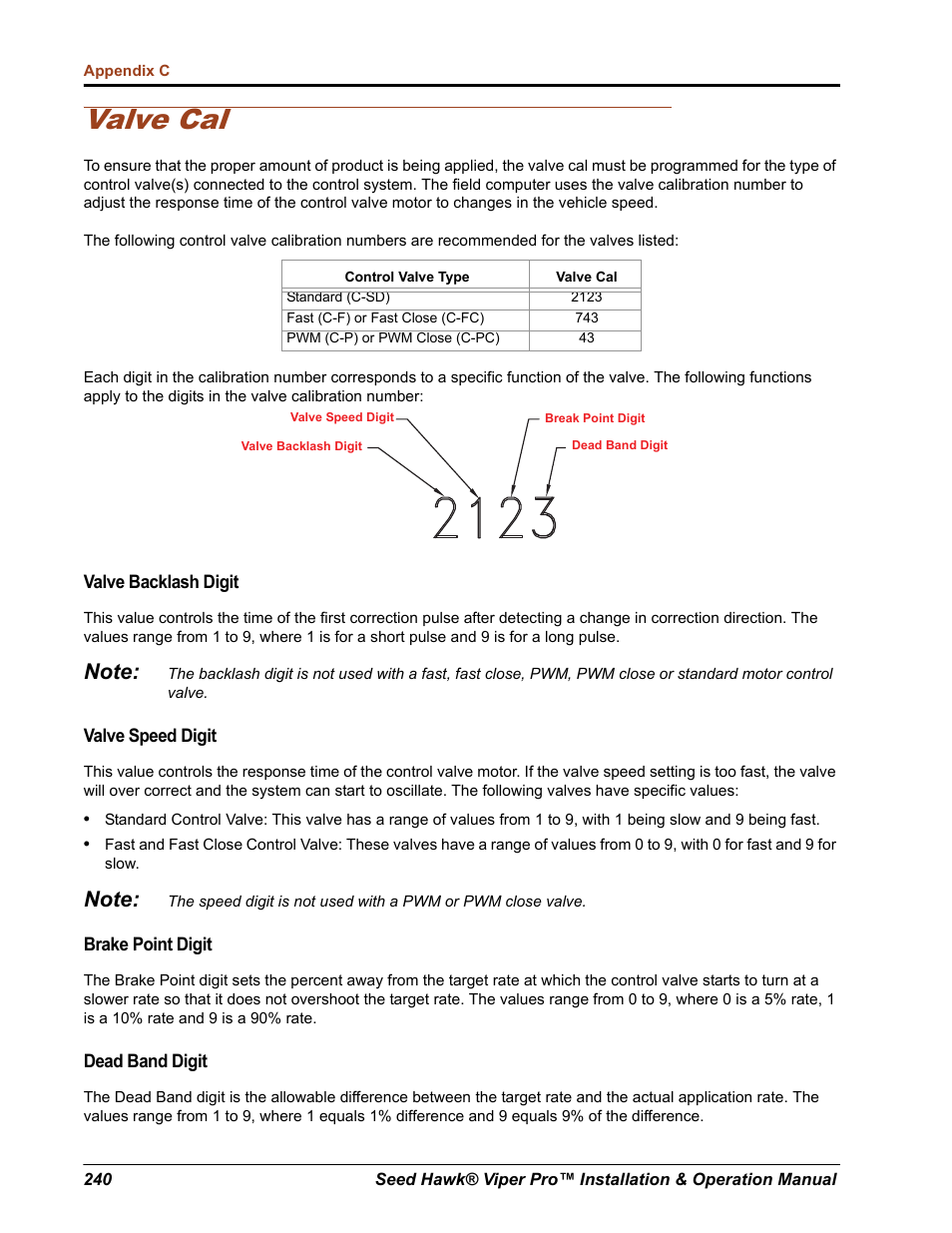 Valve cal | Seed Hawk Raven 2012 User Manual | Page 252 / 286