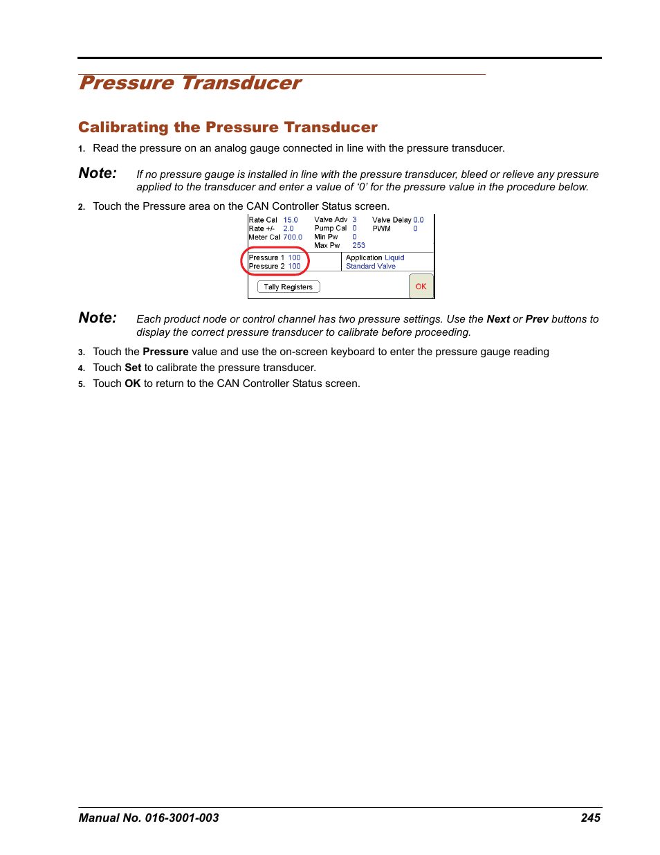 Pressure transducer, Calibrating the pressure transducer | Seed Hawk Raven 2012 User Manual | Page 257 / 286